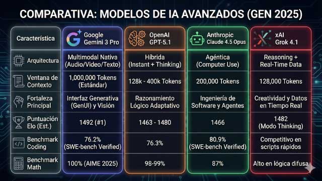 Tabla comparativa inteligencia artificial